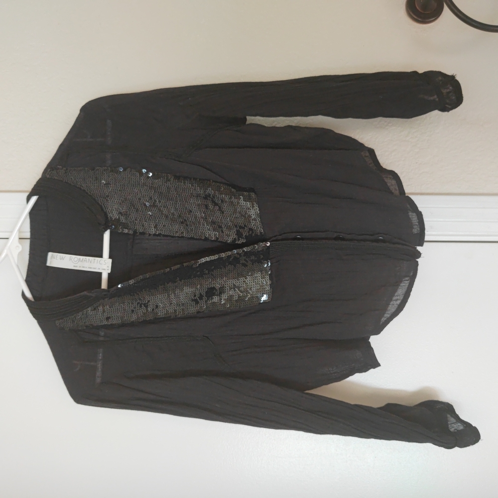 Fp New Romantics Squin Button Down Blouse - image 1